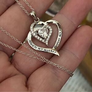 Always My Mother Forever My Friend Sterling Silver CZ Necklace